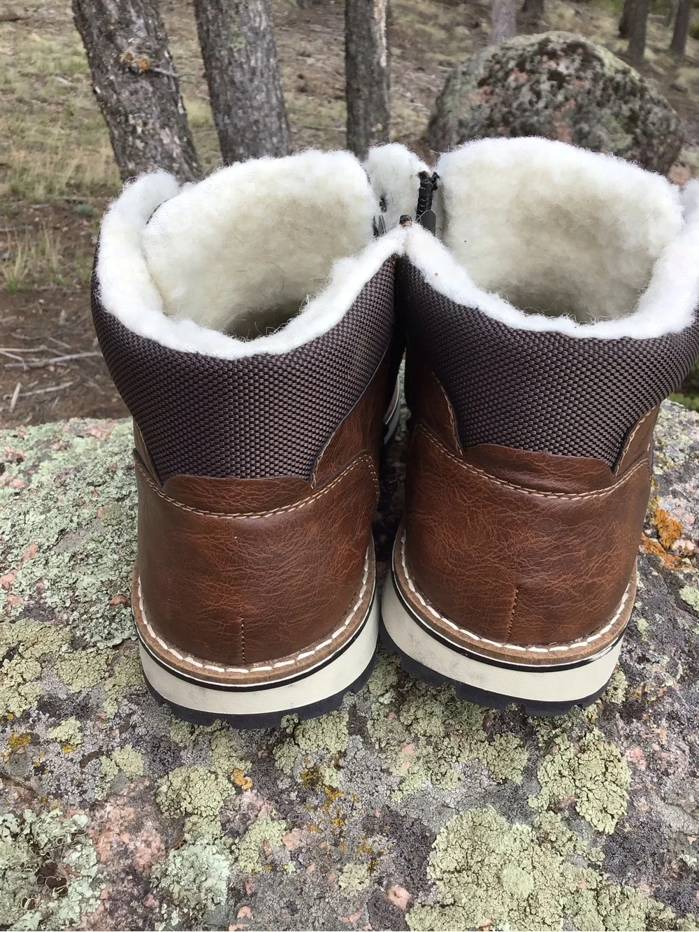 Rieker Sherpa Lined Winter Boots Brown Side Zip Lace Up Like New Size 45